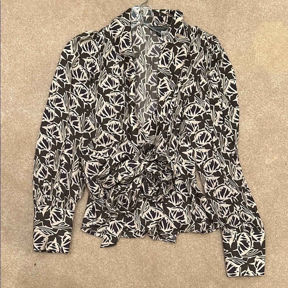 Banana republic Floral Black, Purple and White Women's Top